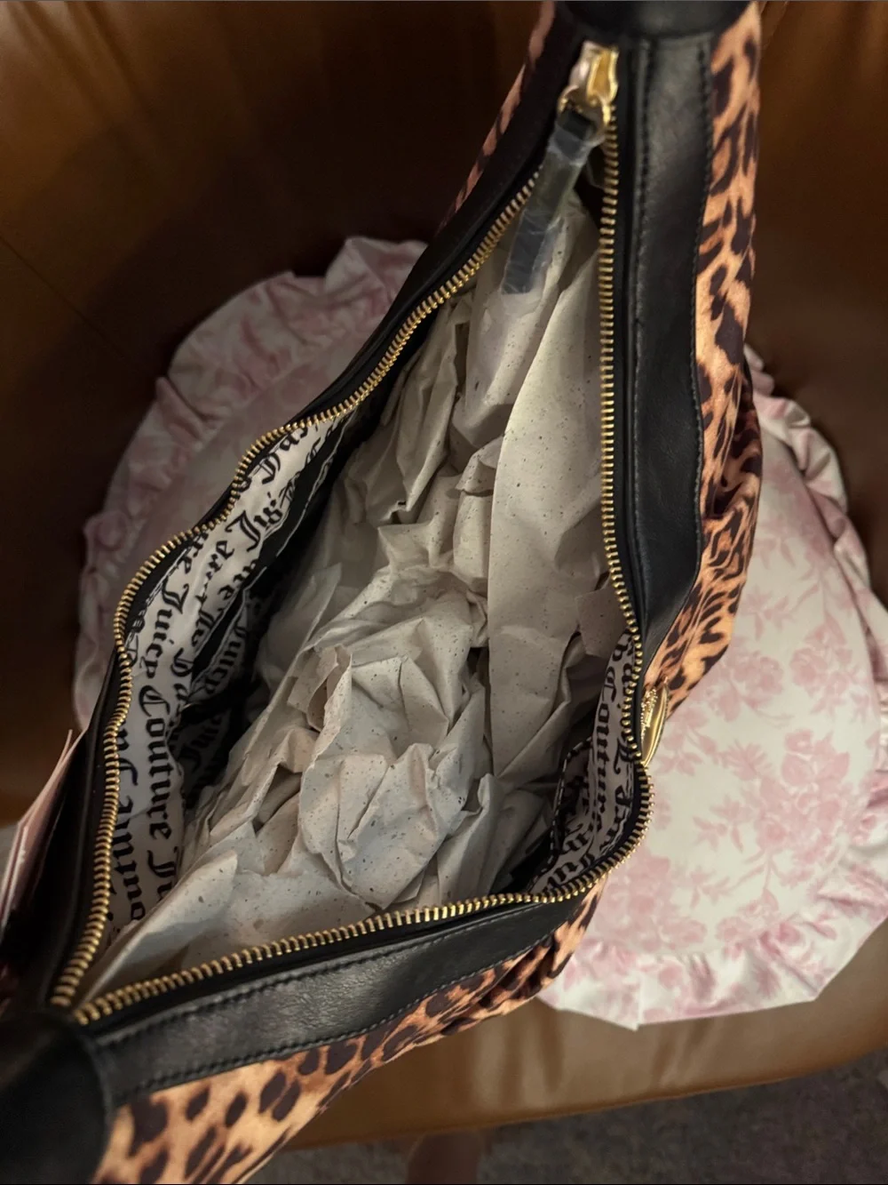 Juicy Couture Leopard-Print Shoulder Bag with Black Trim